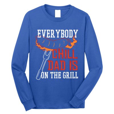 Funny Retro Bbq Party Grill Smoker Chef Dad Everybody Chill Gift Long Sleeve Shirt