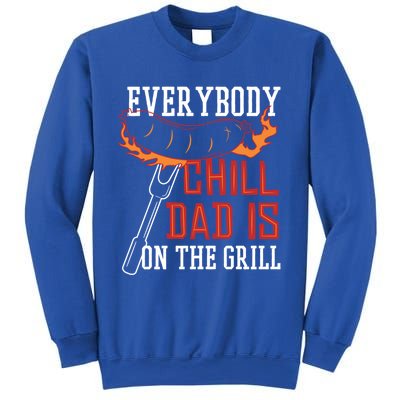 Funny Retro Bbq Party Grill Smoker Chef Dad Everybody Chill Gift Sweatshirt