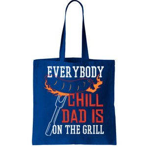 Funny Retro Bbq Party Grill Smoker Chef Dad Everybody Chill Gift Tote Bag