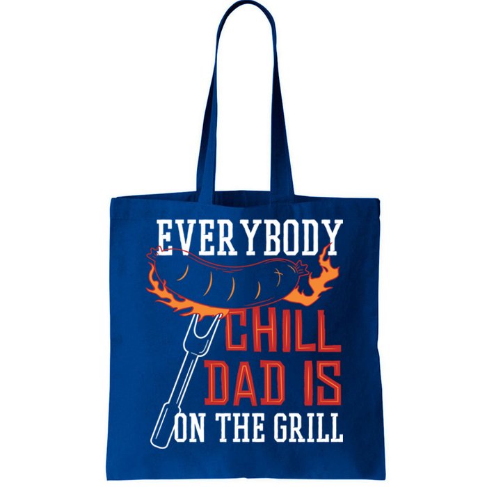 Funny Retro Bbq Party Grill Smoker Chef Dad Everybody Chill Gift Tote Bag