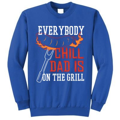 Funny Retro Bbq Party Grill Smoker Chef Dad Everybody Chill Gift Tall Sweatshirt