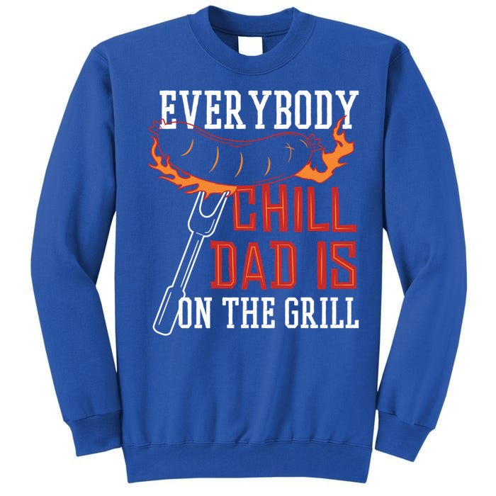 Funny Retro Bbq Party Grill Smoker Chef Dad Everybody Chill Gift Tall Sweatshirt