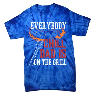 Funny Retro Bbq Party Grill Smoker Chef Dad Everybody Chill Gift Tie-Dye T-Shirt