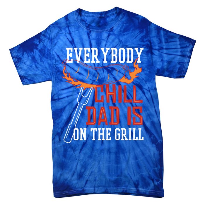 Funny Retro Bbq Party Grill Smoker Chef Dad Everybody Chill Gift Tie-Dye T-Shirt