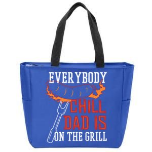 Funny Retro Bbq Party Grill Smoker Chef Dad Everybody Chill Gift Zip Tote Bag