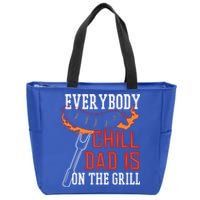 Funny Retro Bbq Party Grill Smoker Chef Dad Everybody Chill Gift Zip Tote Bag