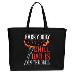 Funny Retro Bbq Party Grill Smoker Chef Dad Everybody Chill Gift Cotton Canvas Jumbo Tote