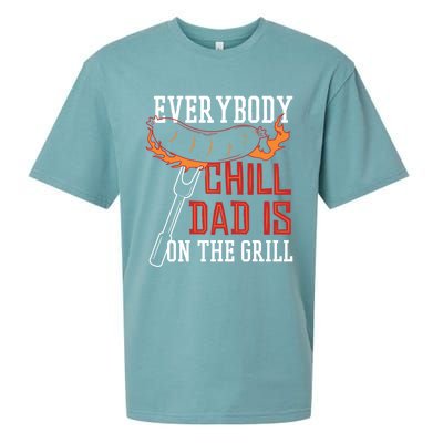 Funny Retro Bbq Party Grill Smoker Chef Dad Everybody Chill Gift Sueded Cloud Jersey T-Shirt