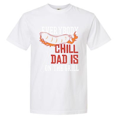 Funny Retro Bbq Party Grill Smoker Chef Dad Everybody Chill Gift Garment-Dyed Heavyweight T-Shirt