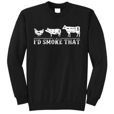 Funny Retro BBQ Party Smoker Chef Dad Gifts I'd Smoke That Sweatshirt