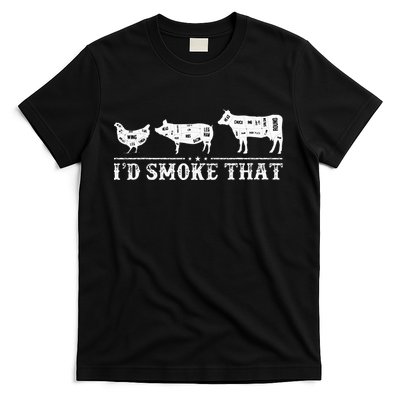 Funny Retro BBQ Party Smoker Chef Dad Gifts I'd Smoke That T-Shirt