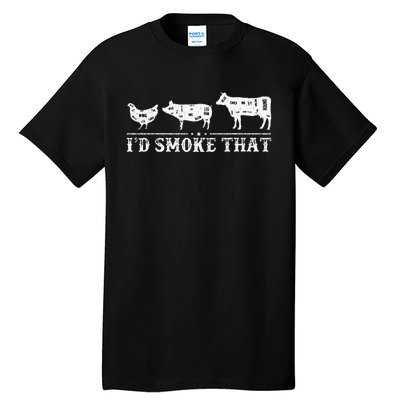 Funny Retro BBQ Party Smoker Chef Dad Gifts I'd Smoke That Tall T-Shirt