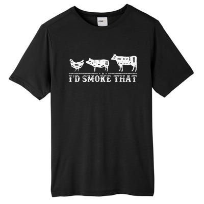 Funny Retro BBQ Party Smoker Chef Dad Gifts I'd Smoke That Tall Fusion ChromaSoft Performance T-Shirt