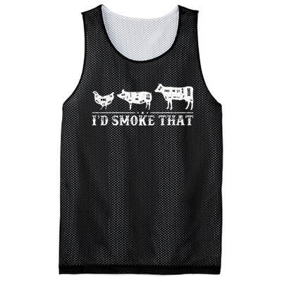 Funny Retro BBQ Party Smoker Chef Dad Gifts I'd Smoke That Mesh Reversible Basketball Jersey Tank