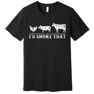 Funny Retro BBQ Party Smoker Chef Dad Gifts I'd Smoke That Premium T-Shirt