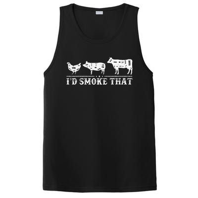 Funny Retro BBQ Party Smoker Chef Dad Gifts I'd Smoke That PosiCharge Competitor Tank