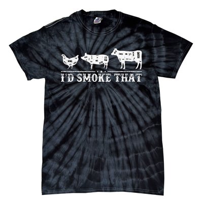 Funny Retro BBQ Party Smoker Chef Dad Gifts I'd Smoke That Tie-Dye T-Shirt