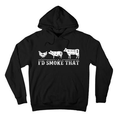 Funny Retro BBQ Party Smoker Chef Dad Gifts I'd Smoke That Tall Hoodie