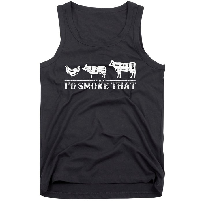 Funny Retro BBQ Party Smoker Chef Dad Gifts I'd Smoke That Tank Top