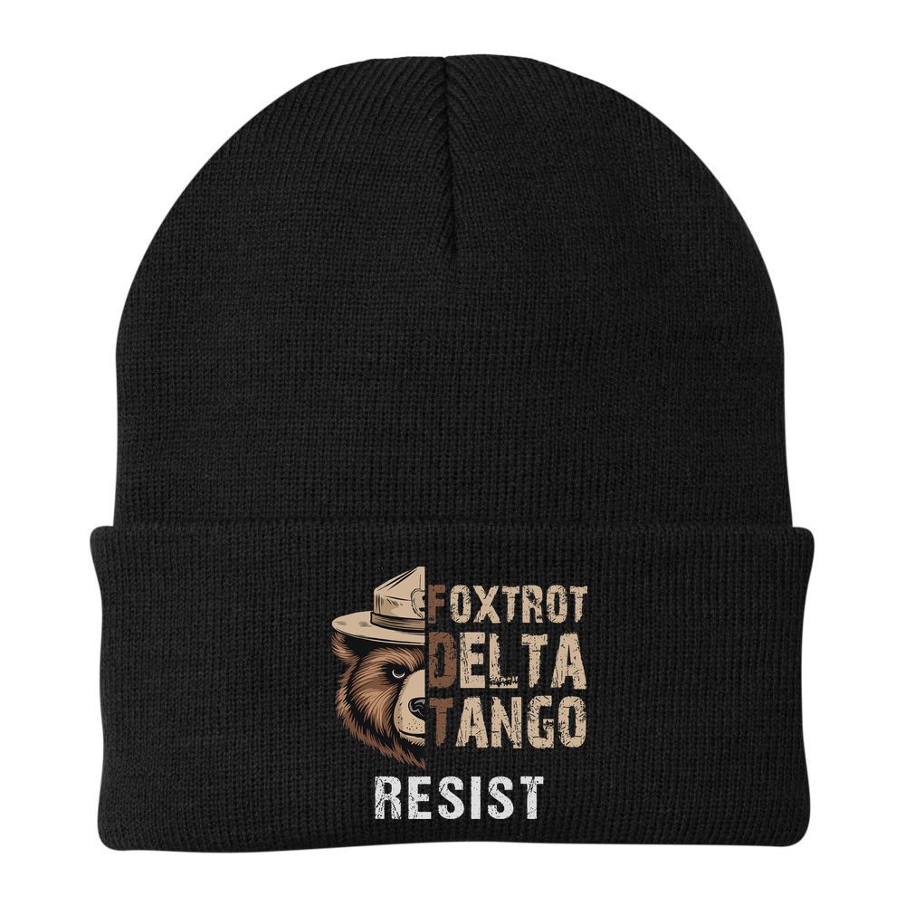 Funny Resist Bear Foxtrots Delta Tangos Funny Resist Bear Beanie