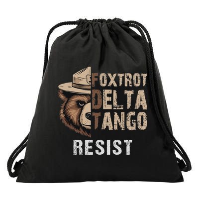 Funny Resist Bear Foxtrots Delta Tangos Funny Resist Bear Drawstring Bag
