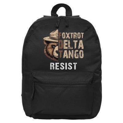 Funny Resist Bear Foxtrots Delta Tangos Funny Resist Bear 16 in Basic Backpack