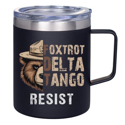 Funny Resist Bear Foxtrots Delta Tangos Funny Resist Bear 12oz Stainless Steel Coffee Mug