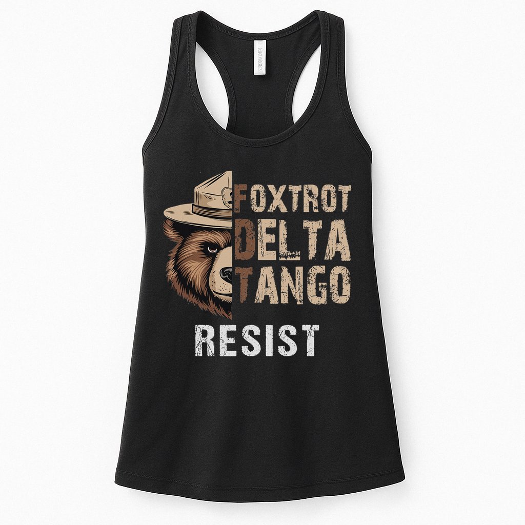 Funny Resist Bear Foxtrots Delta Tangos Funny Resist Bear Womens Tank Top