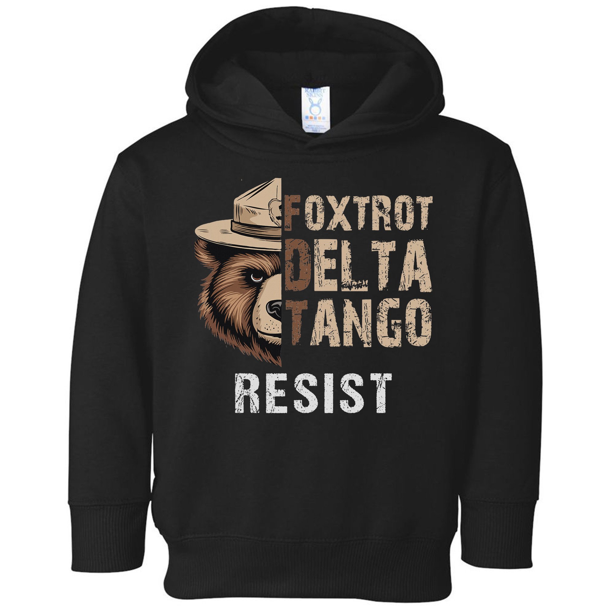 Funny Resist Bear Foxtrots Delta Tangos Funny Resist Bear Toddler Hoodie