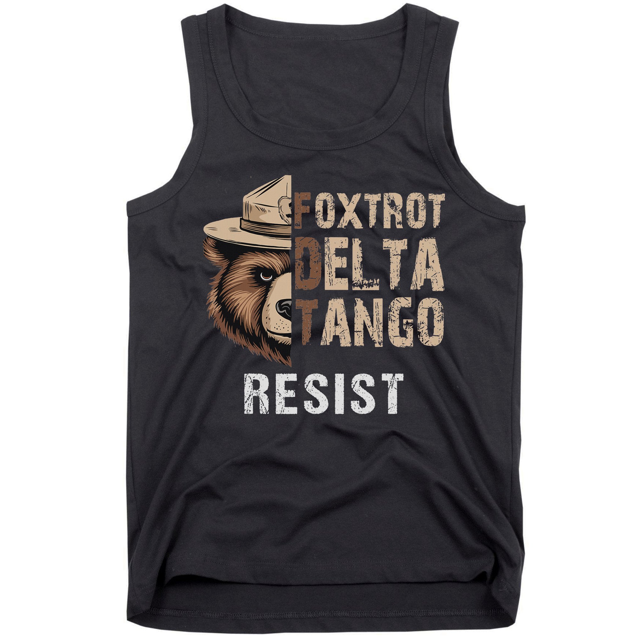 Funny Resist Bear Foxtrots Delta Tangos Funny Resist Bear Tank Top