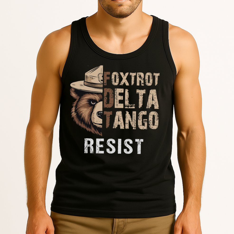 Funny Resist Bear Foxtrots Delta Tangos Funny Resist Bear Tank Top