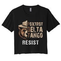 Funny Resist Bear Foxtrots Delta Tangos Funny Resist Bear Women's Crop Top Tee