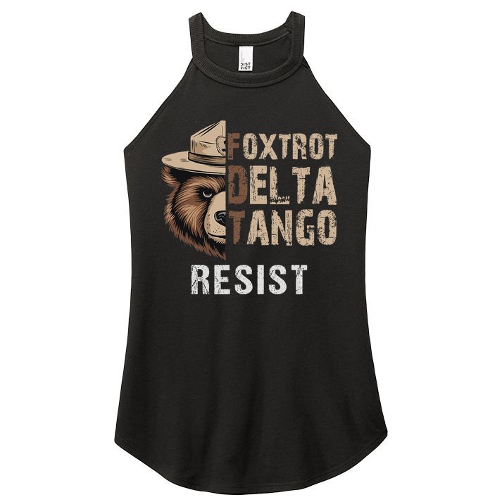 Funny Resist Bear Foxtrots Delta Tangos Funny Resist Bear Women's Perfect Tri Rocker Tank