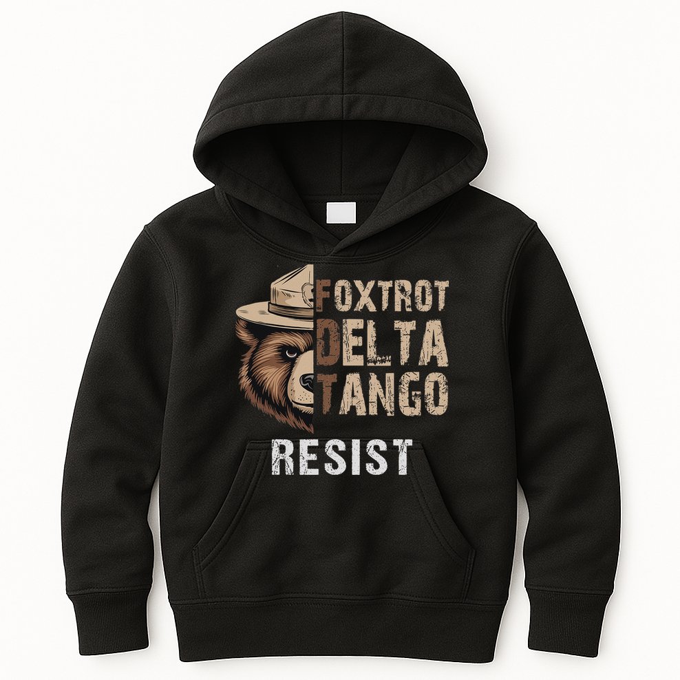 Funny Resist Bear Foxtrots Delta Tangos Funny Resist Bear Kids Hoodie
