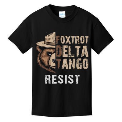Funny Resist Bear Foxtrots Delta Tangos Funny Resist Bear Kids T-Shirt