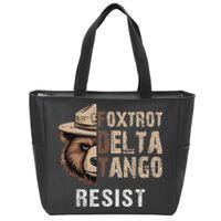 Funny Resist Bear Foxtrots Delta Tangos Funny Resist Bear Zip Tote Bag