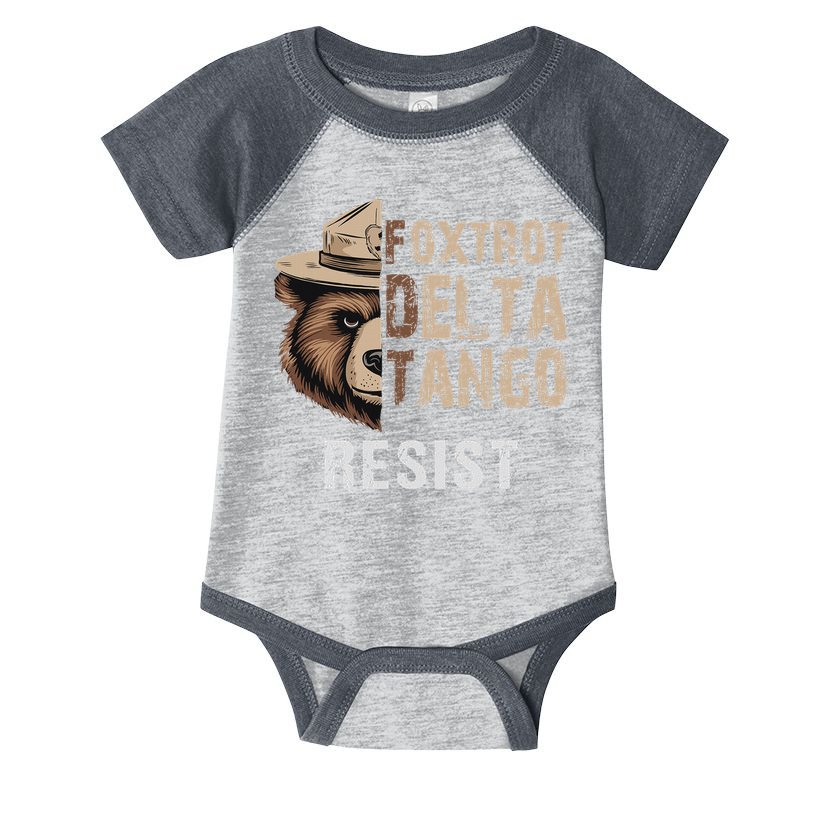 Funny Resist Bear Foxtrots Delta Tangos Funny Resist Bear Infant Baby Jersey Bodysuit