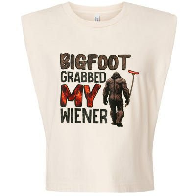 Funny Retro Bigfoot Bigfoot Grabbed My Wiener Garment-Dyed Women's Muscle Tee