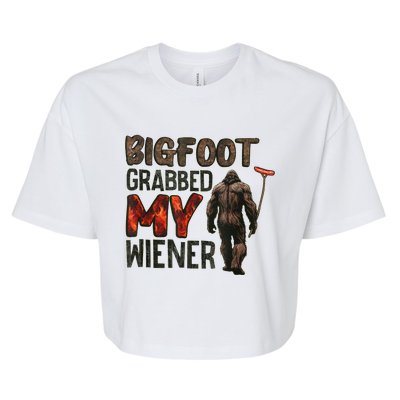 Funny Retro Bigfoot Bigfoot Grabbed My Wiener Bella+Canvas Jersey Crop Tee