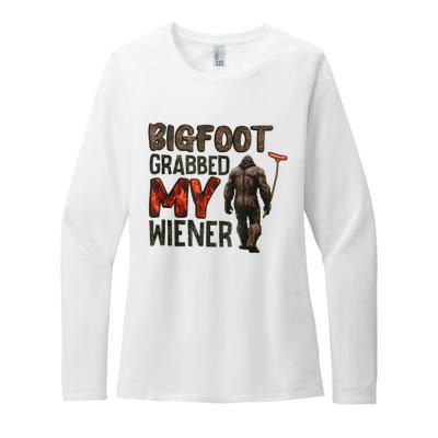 Funny Retro Bigfoot Bigfoot Grabbed My Wiener Womens CVC Long Sleeve Shirt