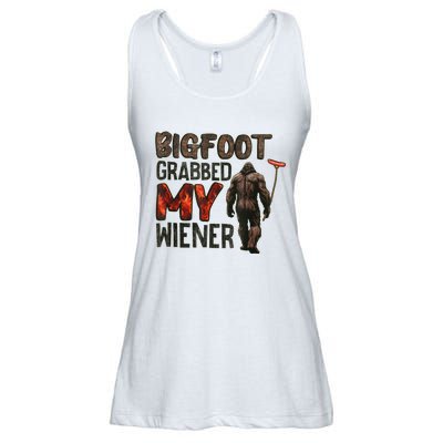 Funny Retro Bigfoot Bigfoot Grabbed My Wiener Ladies Essential Flowy Tank