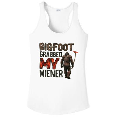 Funny Retro Bigfoot Bigfoot Grabbed My Wiener Ladies PosiCharge Competitor Racerback Tank