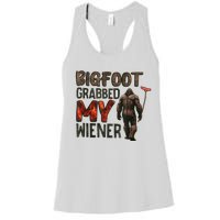 Funny Retro Bigfoot Bigfoot Grabbed My Wiener Women's Racerback Tank