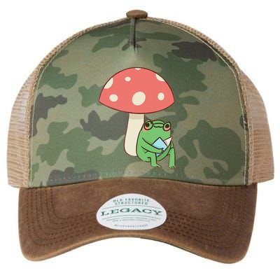 Frog Reading Book Mushroom Lover Gift Cottagecore Aesthetic Legacy Tie Dye Trucker Hat