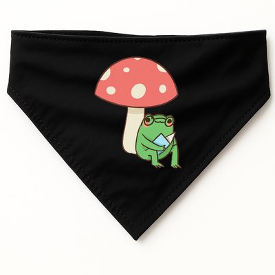 Frog Reading Book Mushroom Lover Gift Cottagecore Aesthetic USA-Made Doggie Bandana