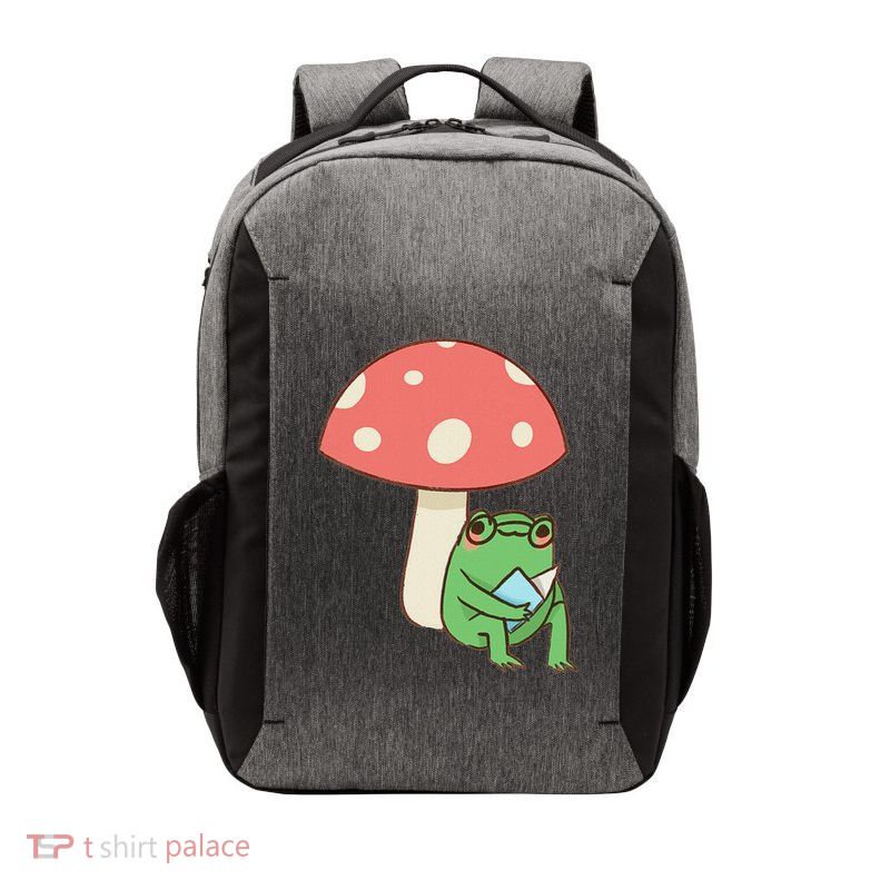 Frog Reading Book Mushroom Lover Gift Cottagecore Aesthetic Vector Backpack