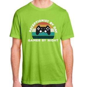 Funny Receptionist By Day Gamer By Night: Video Game Lover Gift Adult ChromaSoft Performance T-Shirt