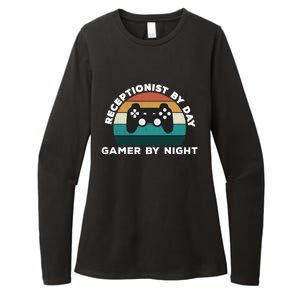 Funny Receptionist By Day Gamer By Night: Video Game Lover Gift Womens CVC Long Sleeve Shirt