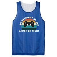 Funny Receptionist By Day Gamer By Night: Video Game Lover Gift Mesh Reversible Basketball Jersey Tank