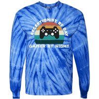 Funny Receptionist By Day Gamer By Night: Video Game Lover Gift Tie-Dye Long Sleeve Shirt